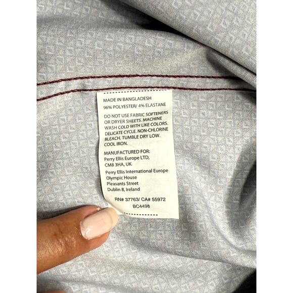 Perry Ellis Motion slim fit dress shirt button collar L - Picture 7 of 9